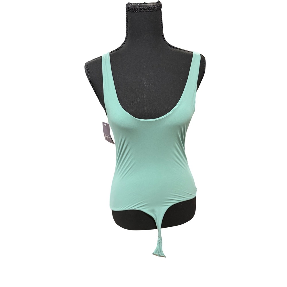 Auden‎ Luxe Stretch Bodysuit Mint Green Scoop Neck Sleeveless Large NWT